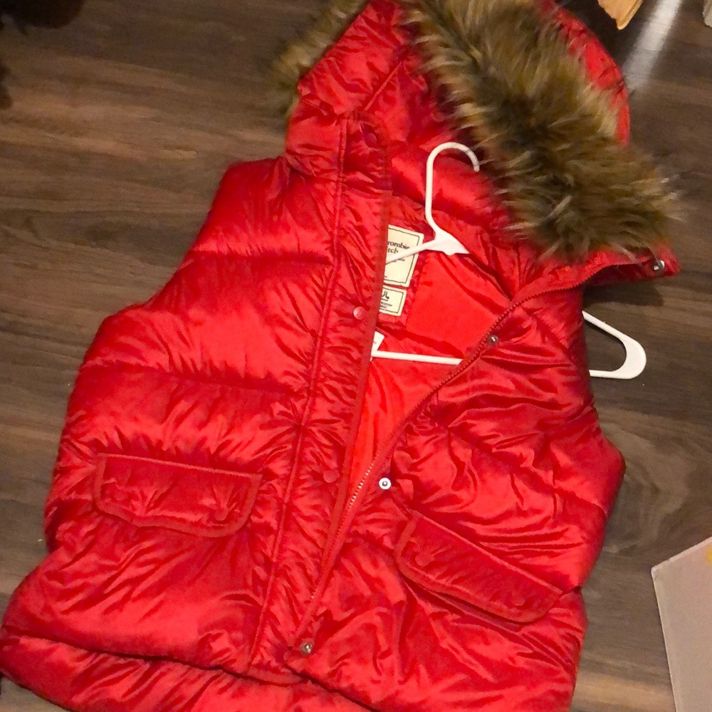 Abercrombie And fitch medium red jacket vet never worn brand new 90.00